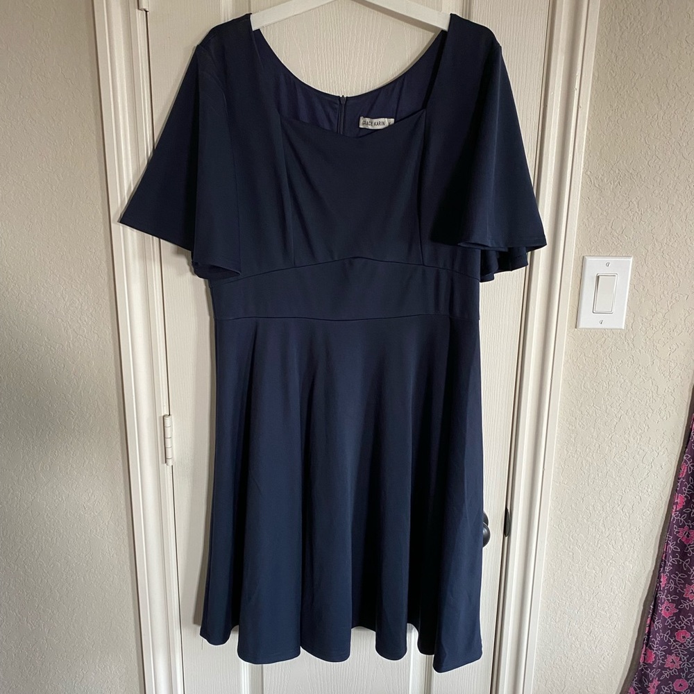 GRACE KARIN Short Ruffle Sleeve Flared A-line Wrap Cocktail Dress